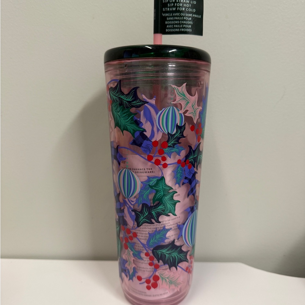 Starbucks Pink Leaf Tumbler Christmas
